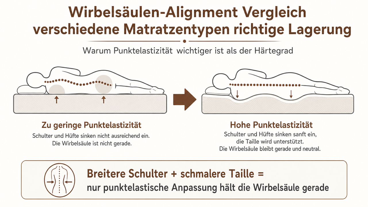 Wirbelsäulen-Alignment Vergleich verschiedene Matratzentypen richtige Lagerung