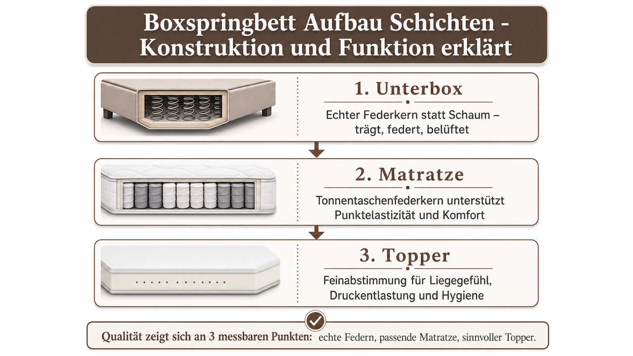 Boxspringbett Aufbau Schichten - Konstruktion und Funktion erklärt