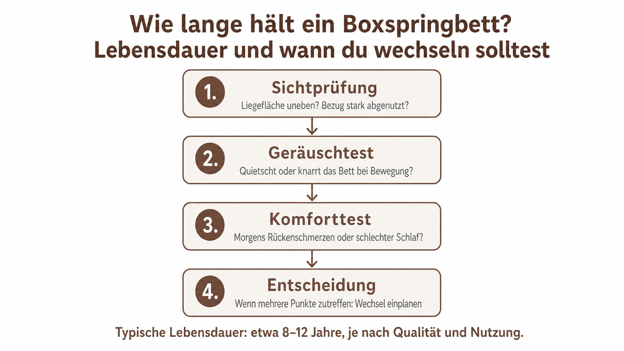 Schichtaufbau eines Boxspringbetts: Unterbox, Matratze und Topper – entscheidend für die Boxspringbett Lebensdauer