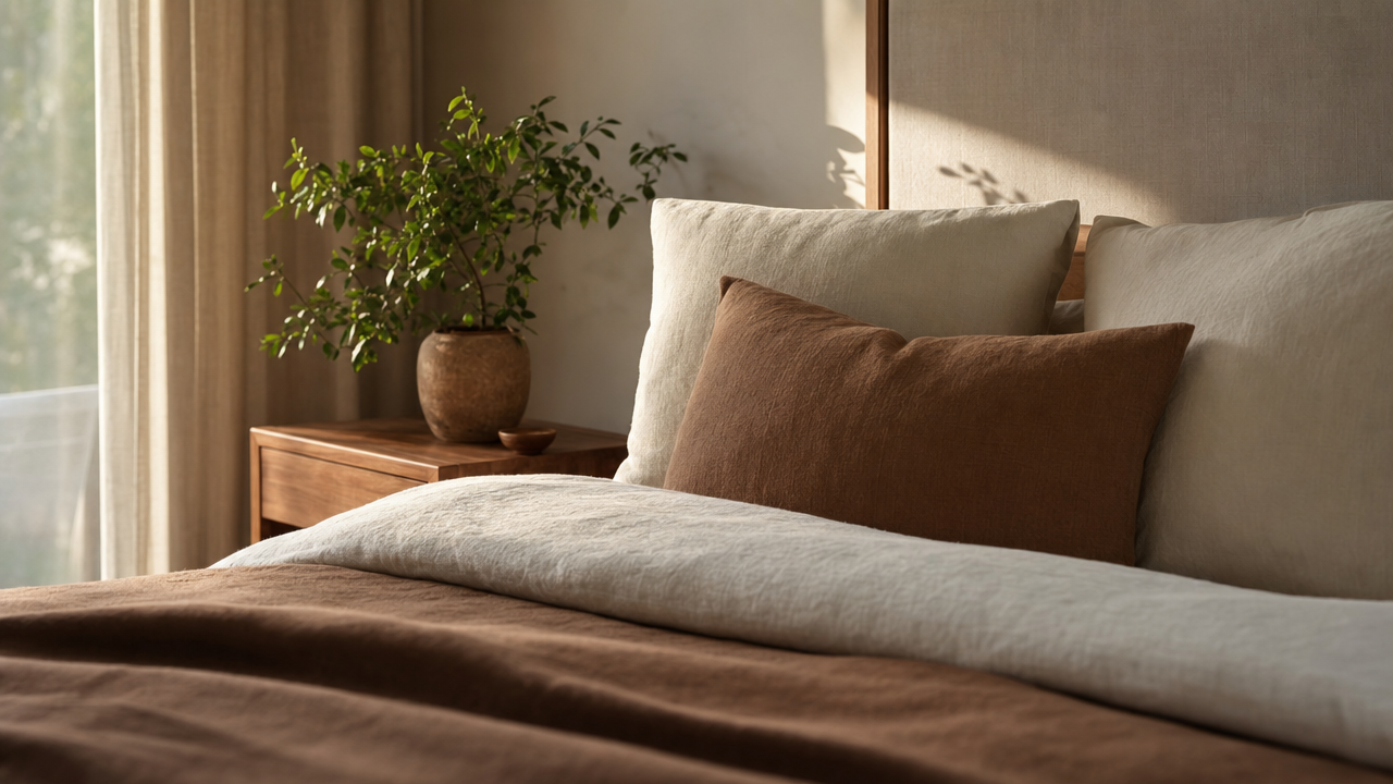 Gemütliches Schlafzimmer mit Naturmaterialien und ruhigem Ambiente — Tipps für erholsamen Schlaf