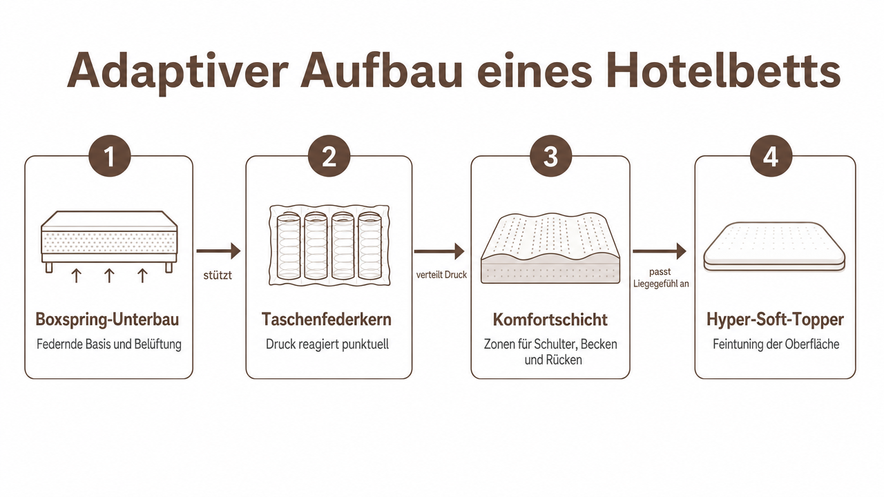 Adaptiver Matratzenaufbau für ein Hotelbett mit wechselnden Gästen